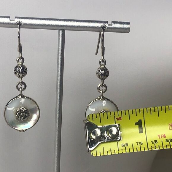LOIS HILL Mother of Pearl Earrings Inlaid w Sterling Silver Reverses To Cutout - Picture 11 of 13